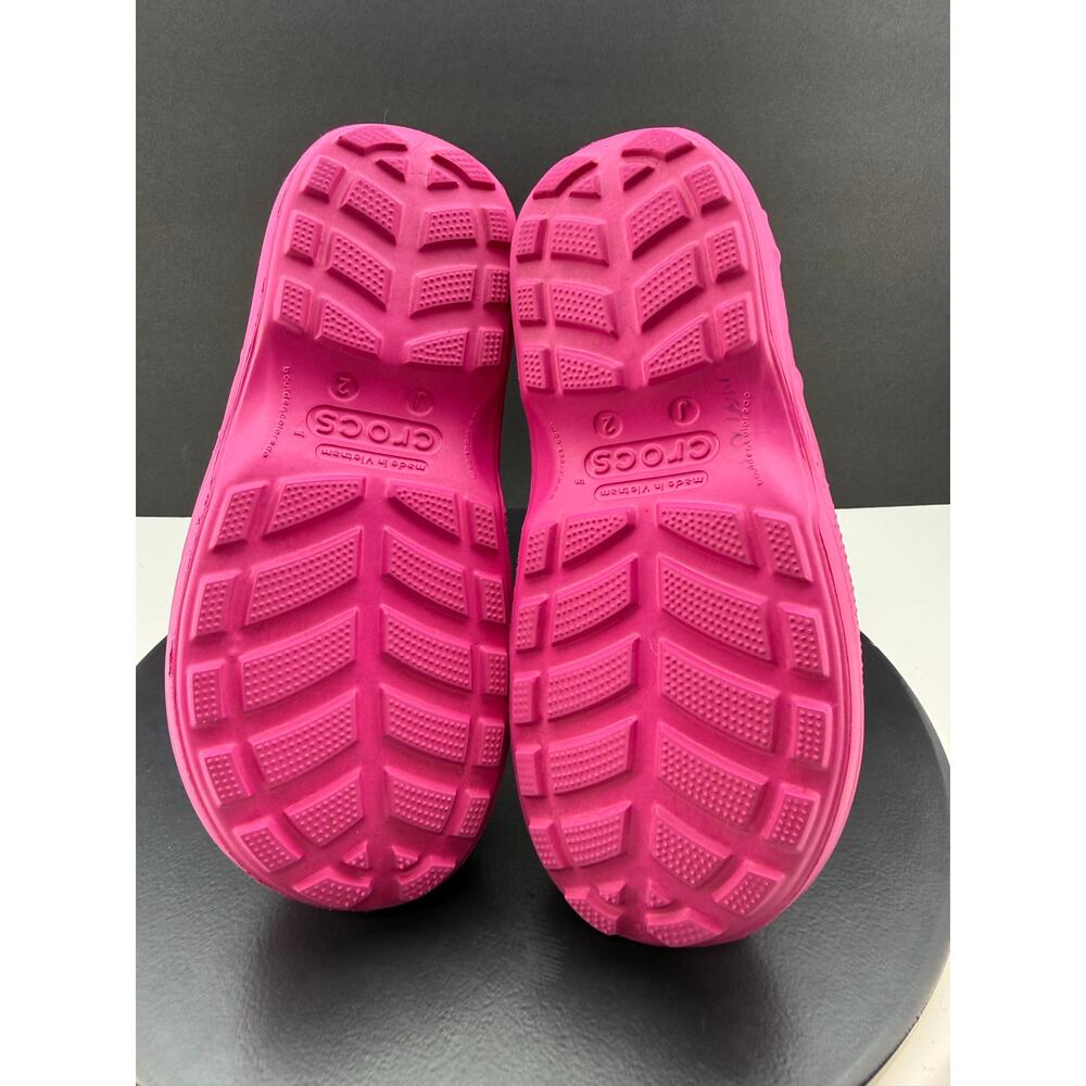 CROCS Handle It Rain Boot Junior Size J2 Pink Lightweight Waterproof Boots - Picture 7 of 8